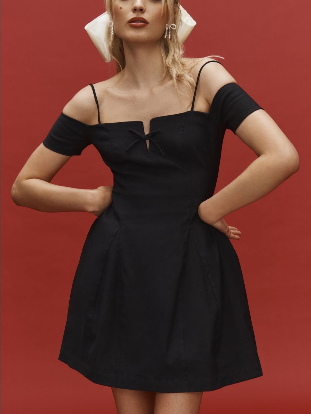 Elegant Black Off-Shoulder Mini Dress